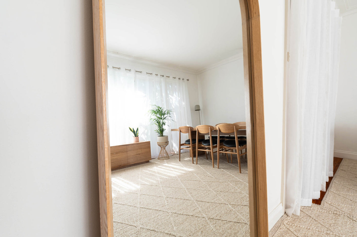 Ingrid American Oak Full Length Arch Mirror