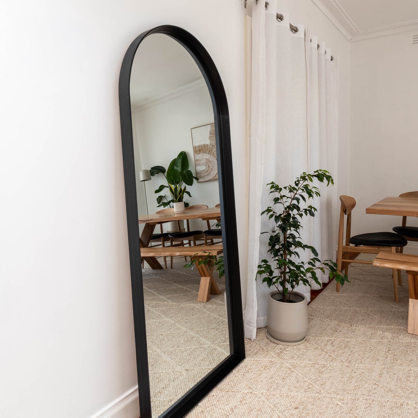 Ingrid Black American Oak Full Length Arch Mirror