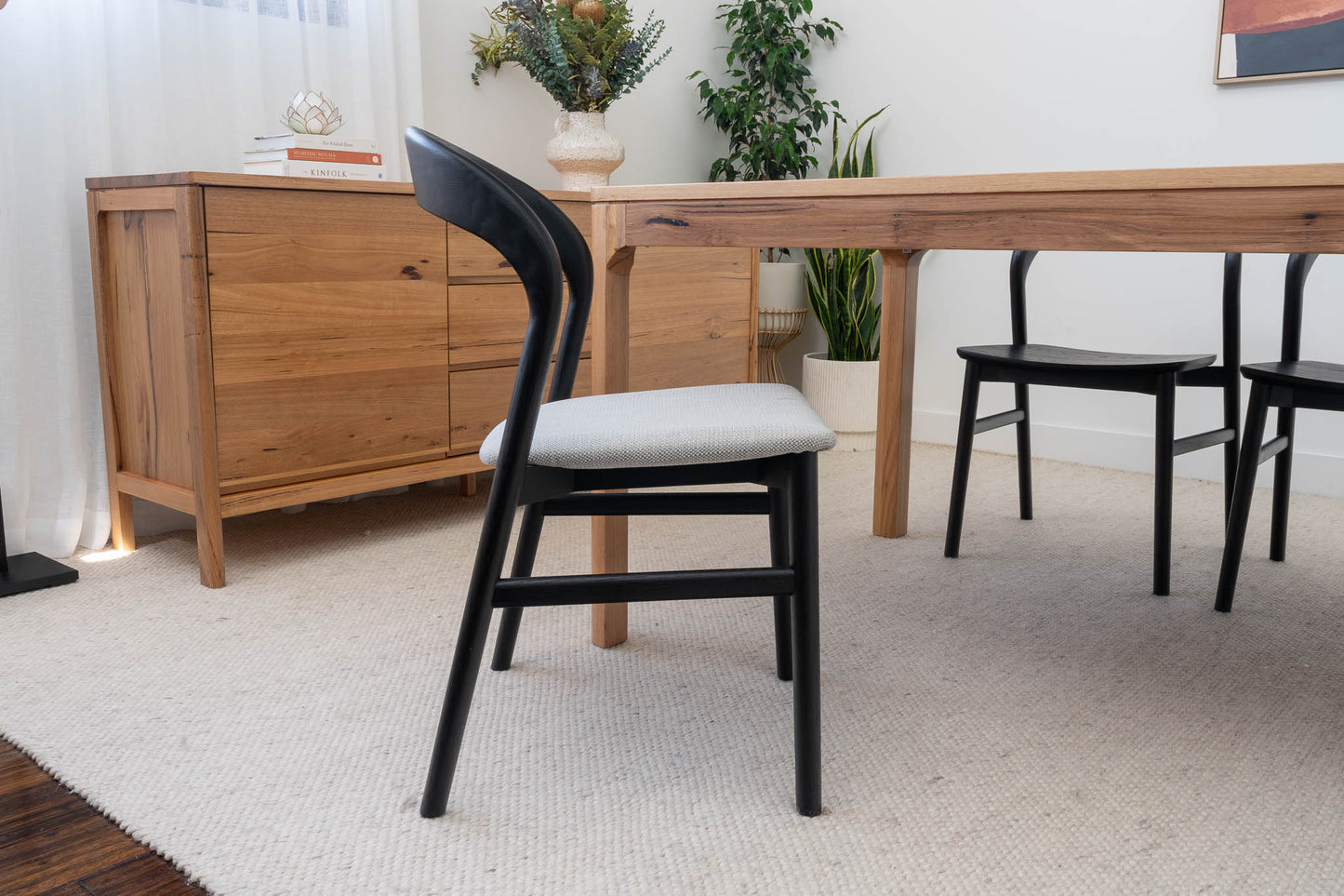 Freya Solid American Oak Upholstered Dining Chair (Black)
