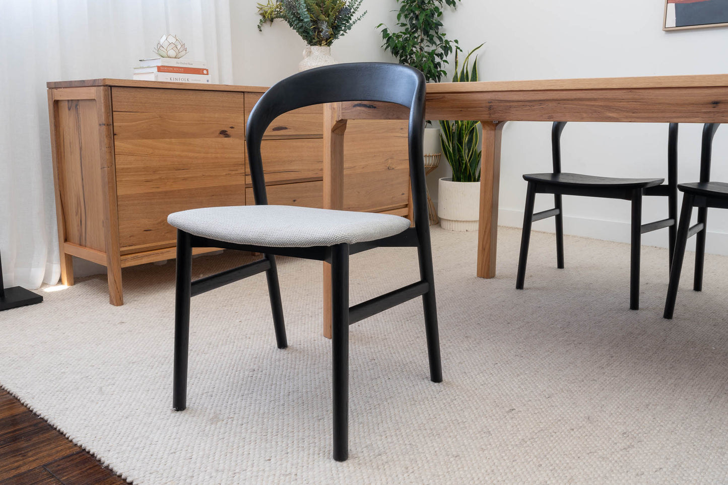 Freya Solid American Oak Upholstered Dining Chair (Black)