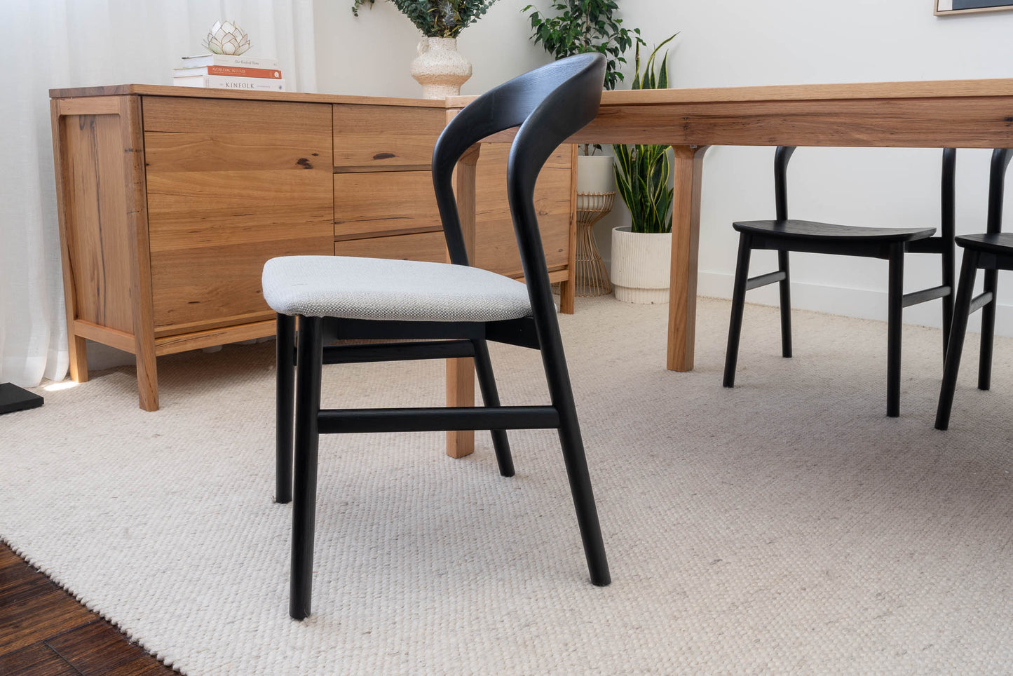 Freya Solid American Oak Upholstered Dining Chair (Black)