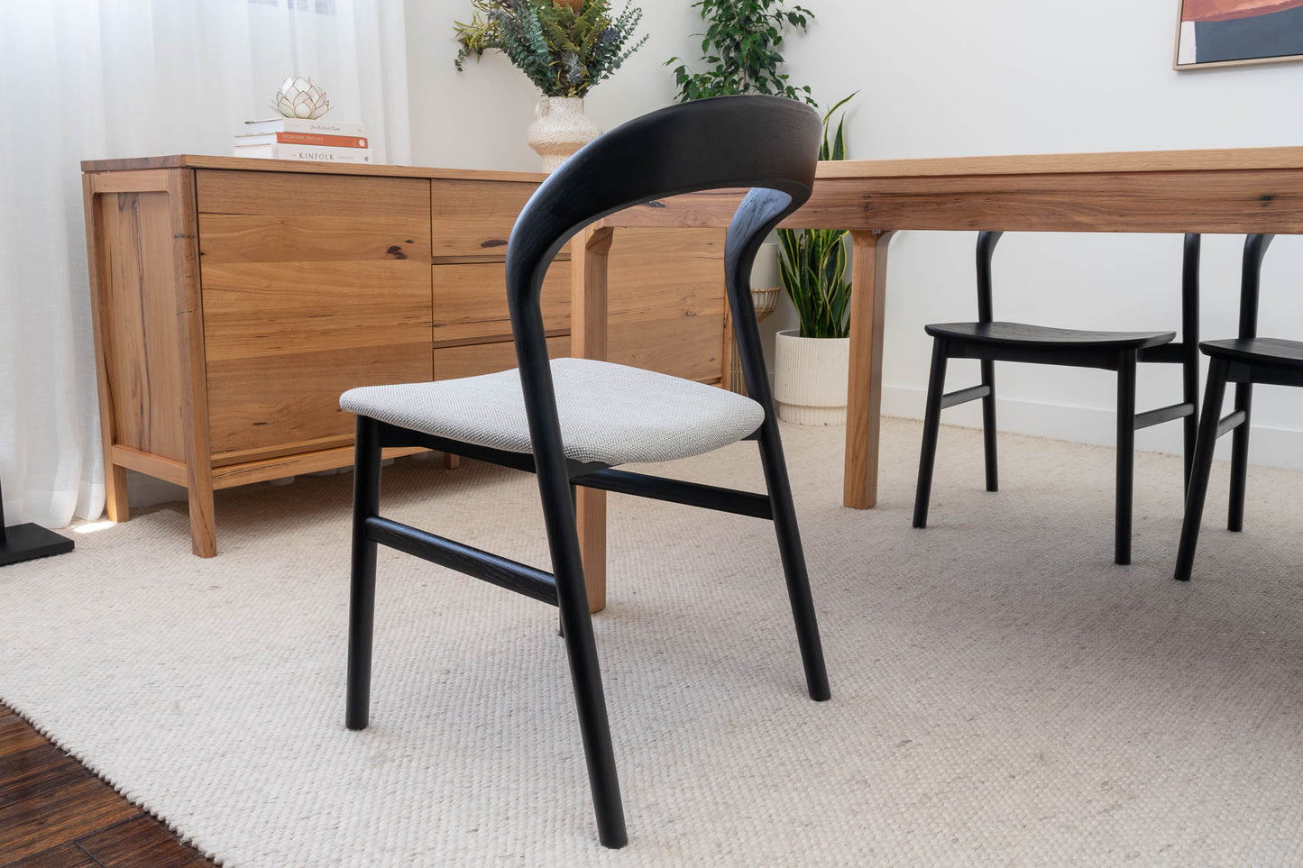 Freya Solid American Oak Upholstered Dining Chair (Black)