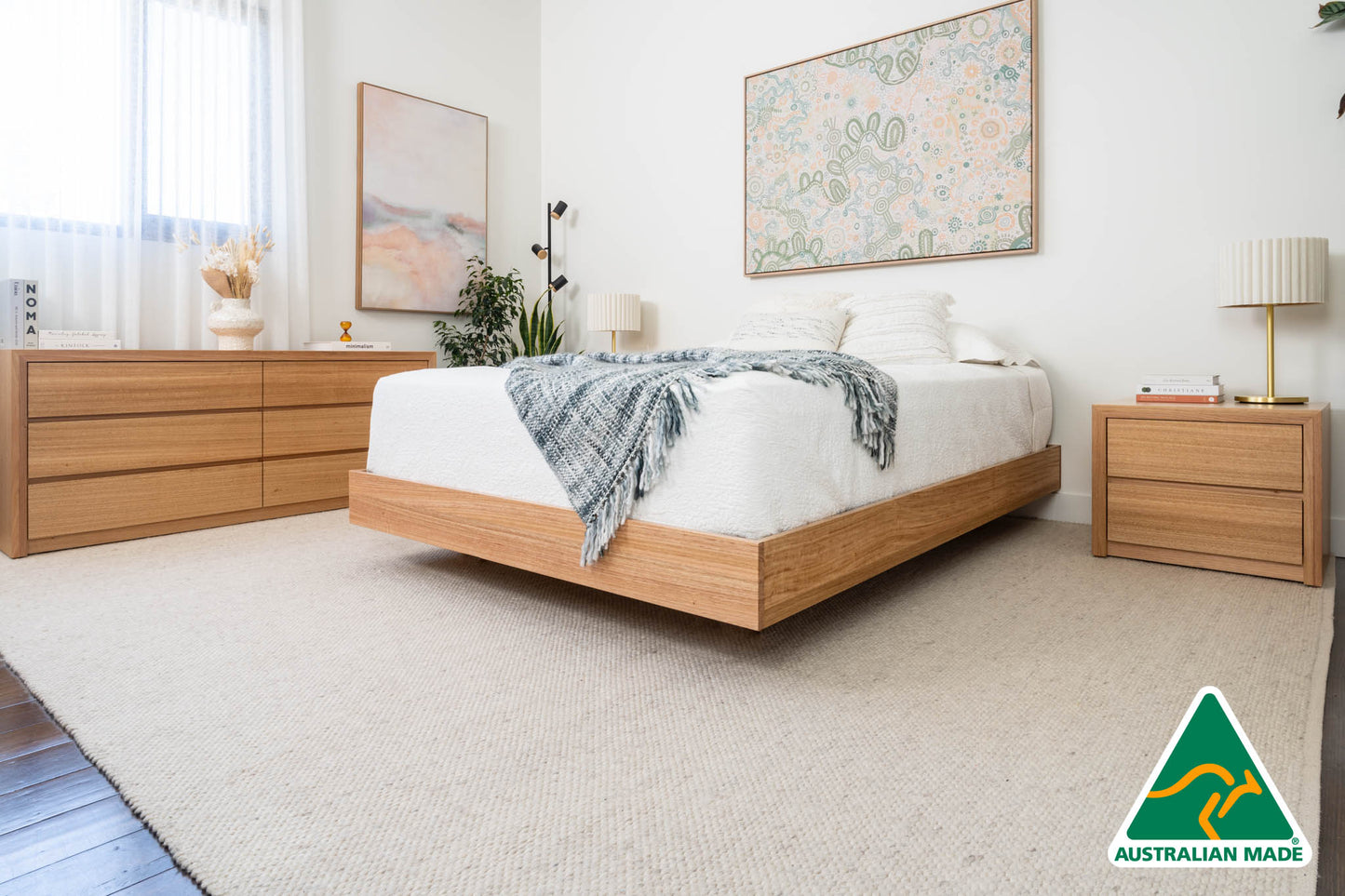 Yakka™️ Floating Bed Frame Solid Tasmanian Oak - Made in Australia