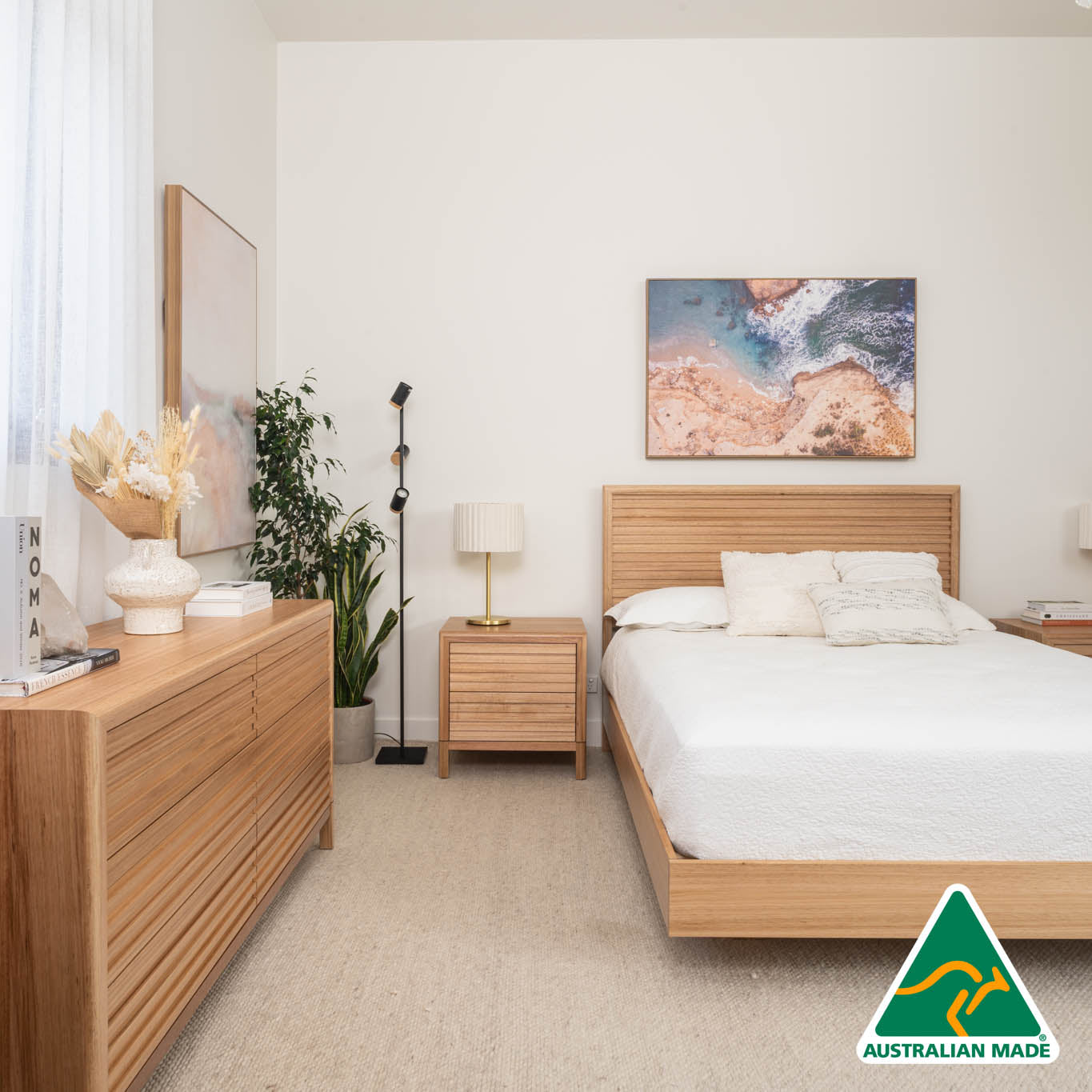 Yakka™️ Luna Headboard Floating Bed Frame (Solid Tasmanian Oak) - Made in Australia