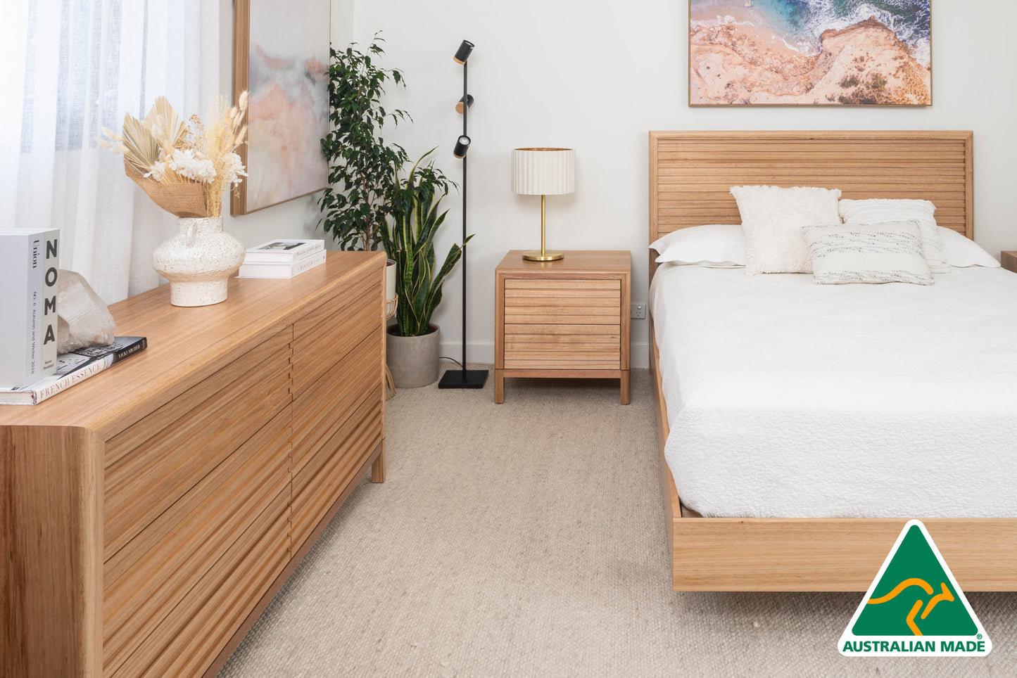 Yakka™️ Luna Headboard Floating Bed Frame (Solid Tasmanian Oak) - Made in Australia