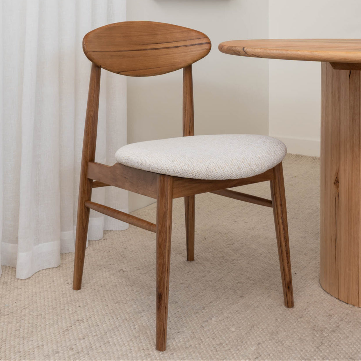 Lotus Blackbutt Custom Upholstered Seat Pad Dining Chair