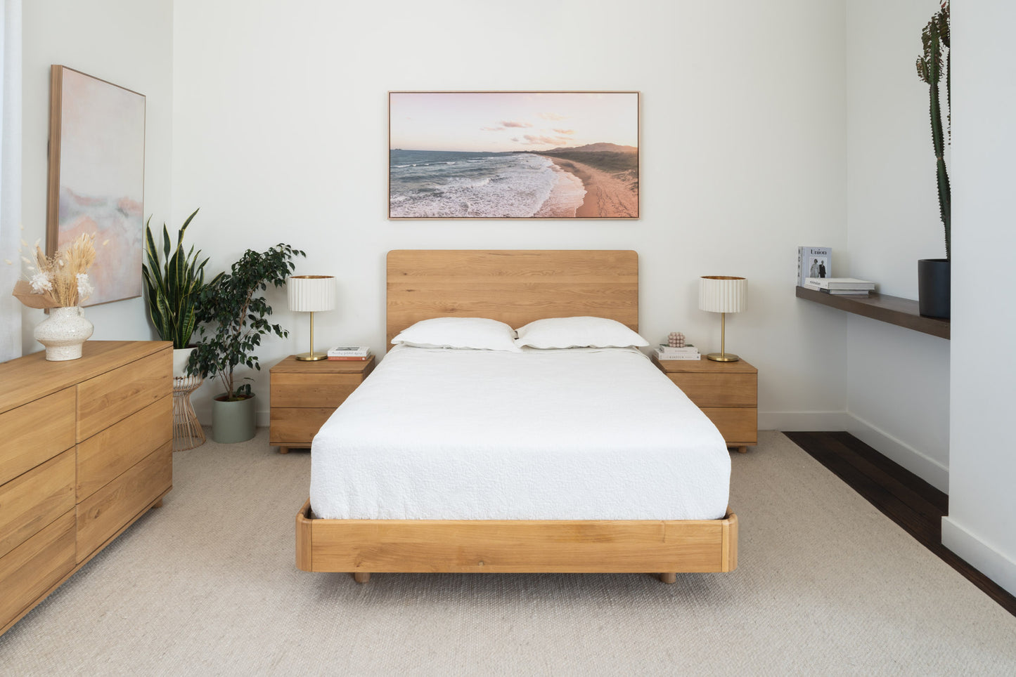 Solara Solid American Oak Bed Frame