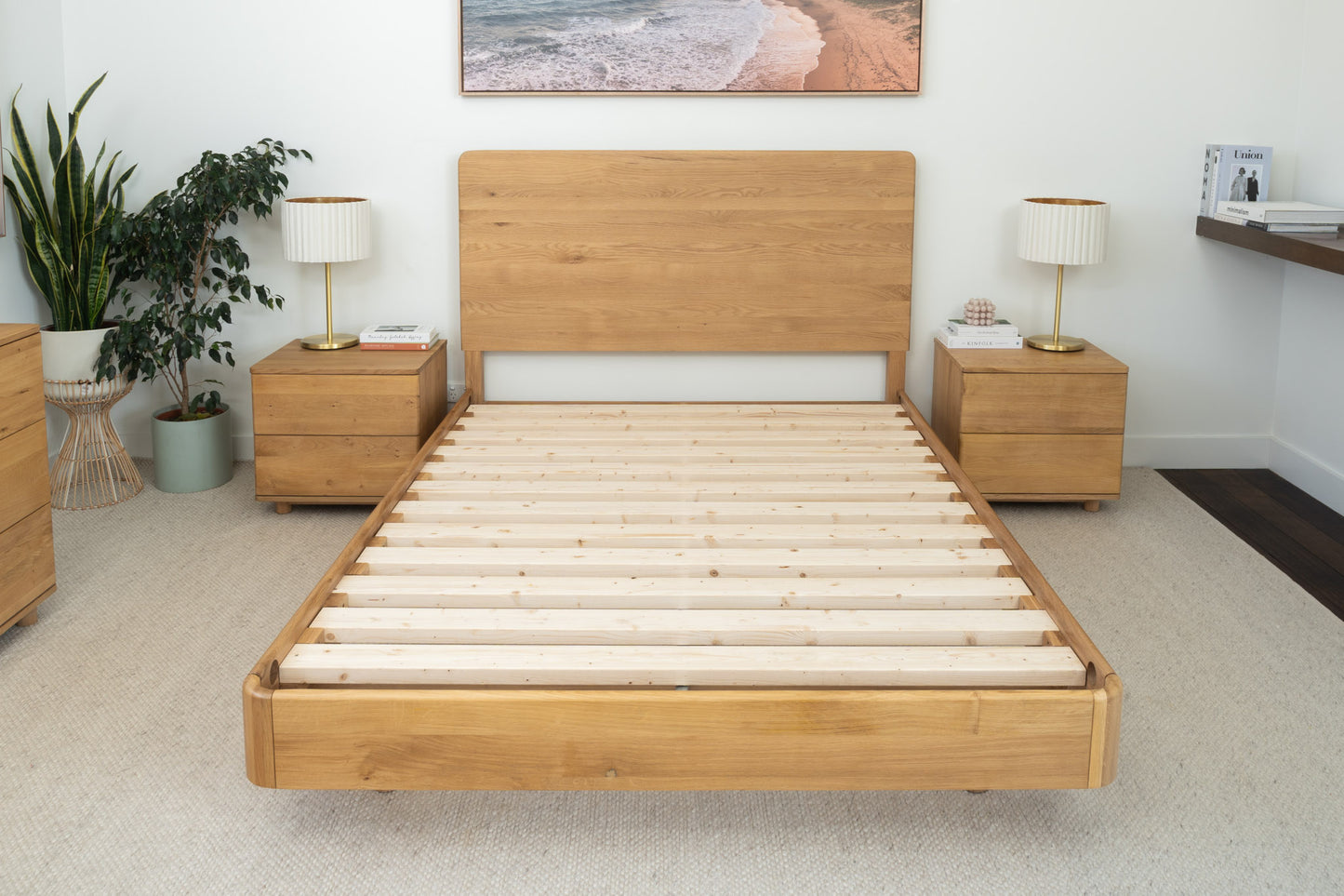 Solara Solid American Oak Bed Frame