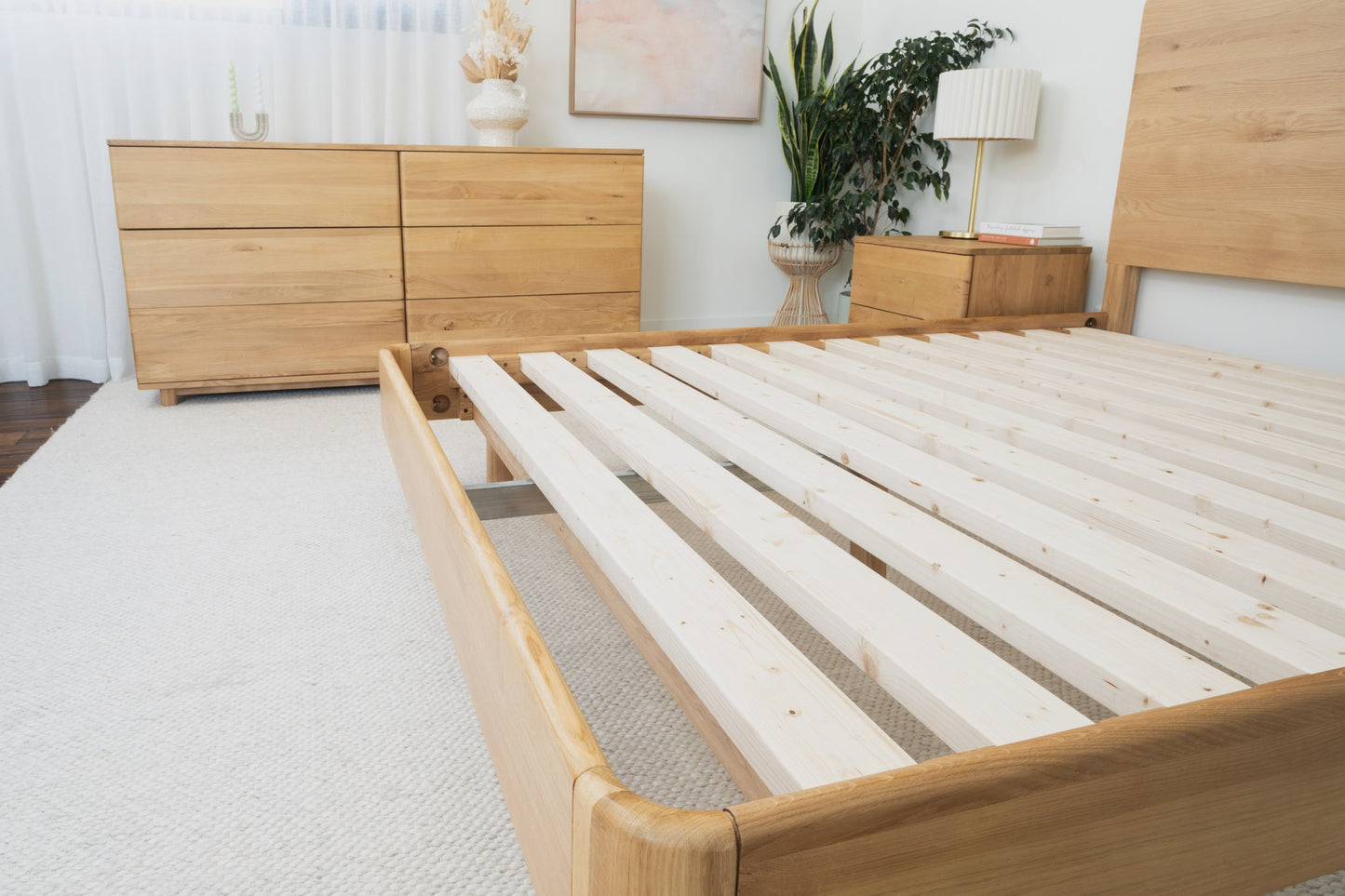 Solara Solid American Oak Bed Frame