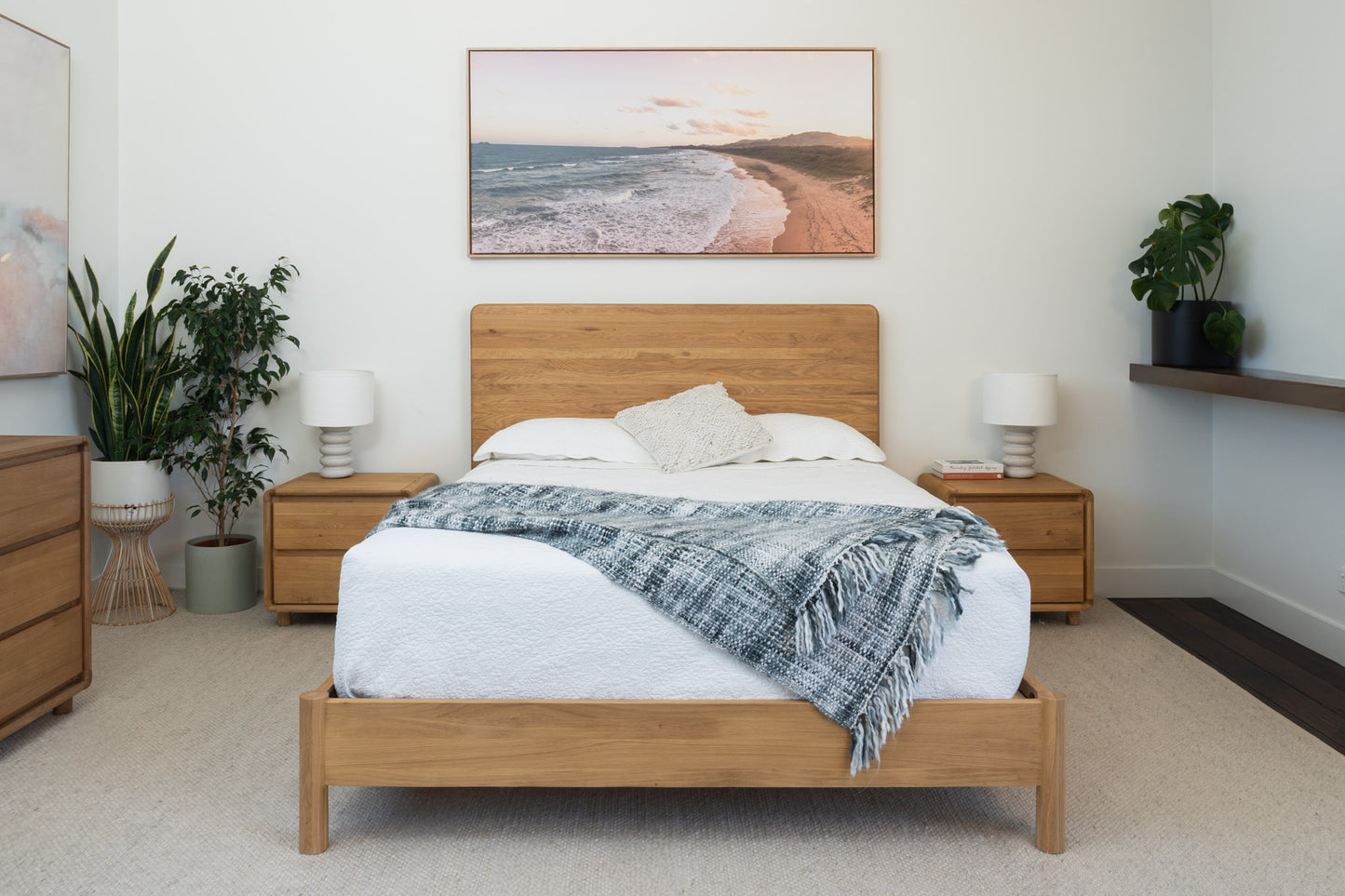 Ex Demo Queen Solara Haven Solid American Oak Bed Frame