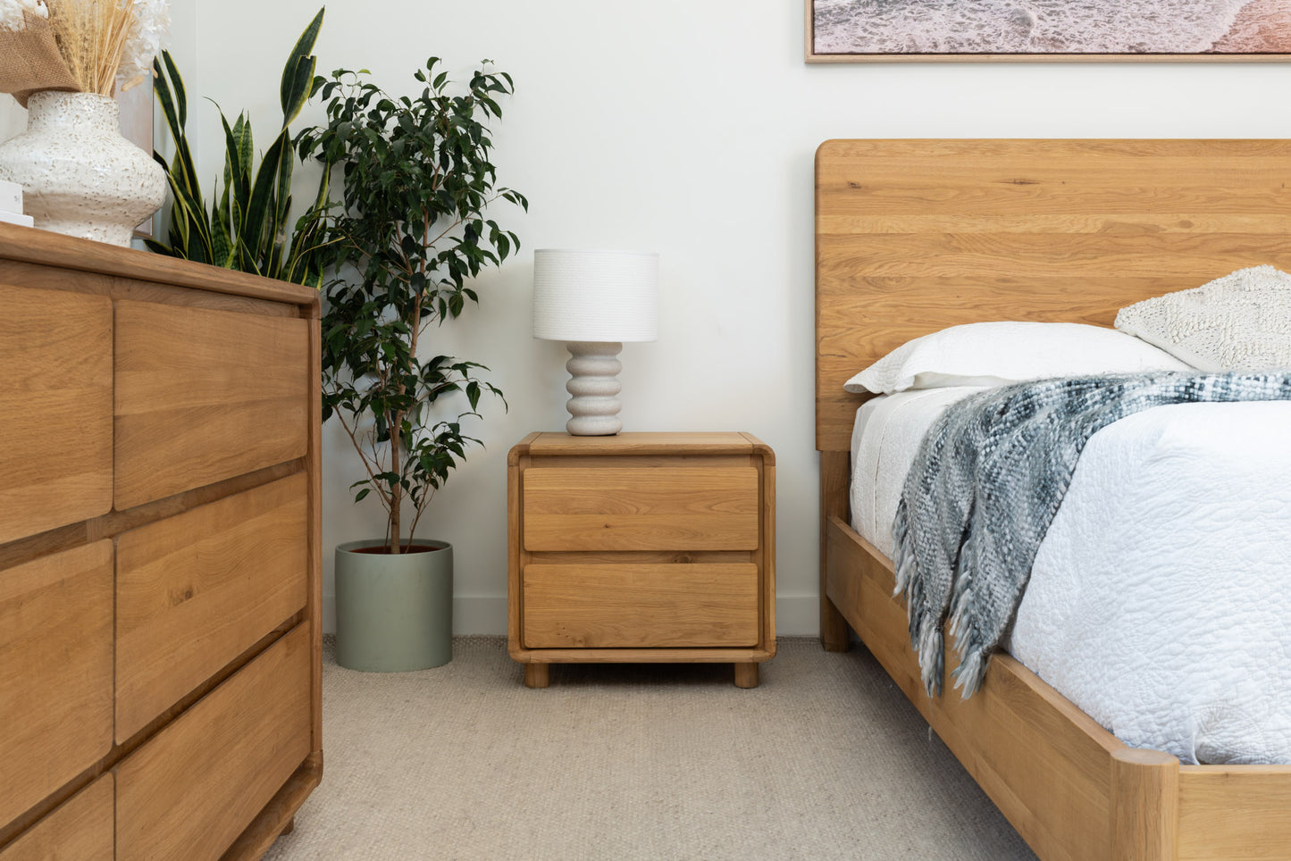 Solara Haven Solid American Oak Bedside Table