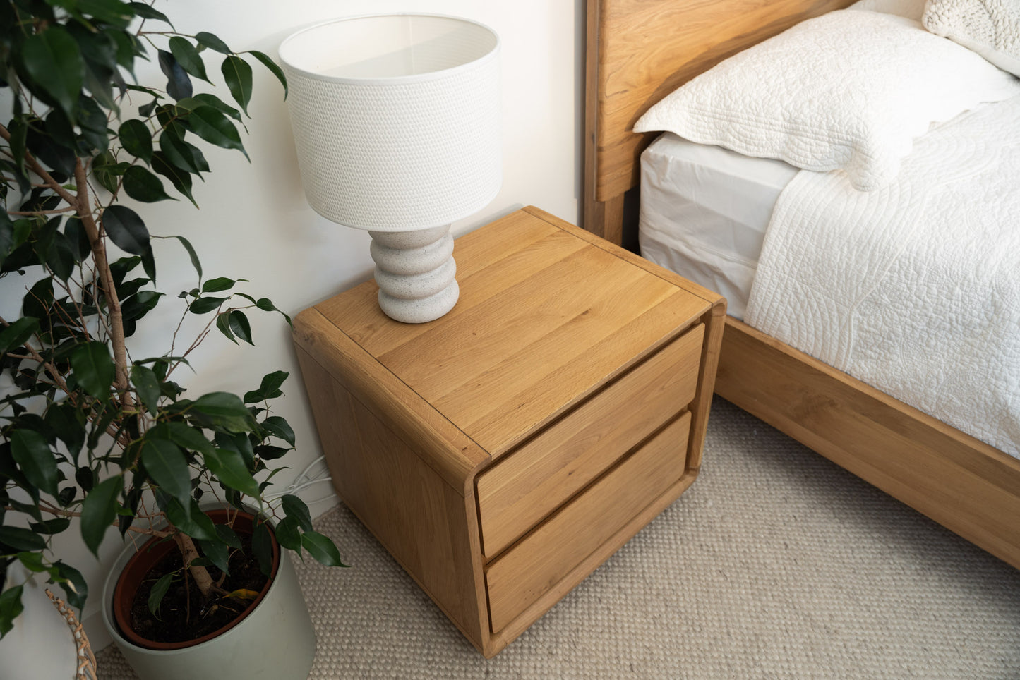 Solara Haven Solid American Oak Bedside Table