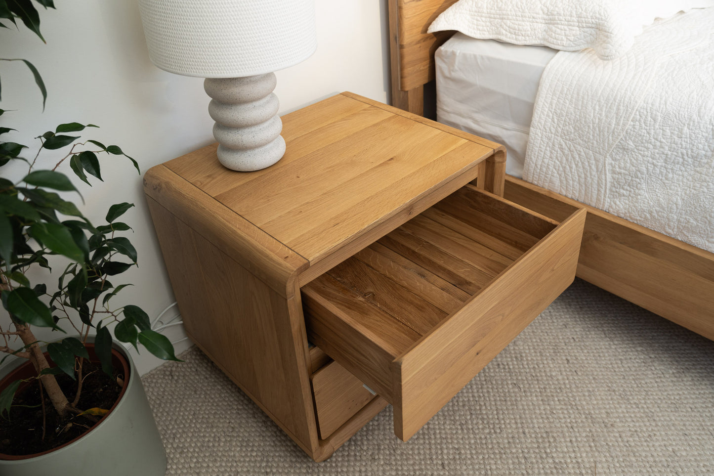 Solara Haven Solid American Oak Bedside Table