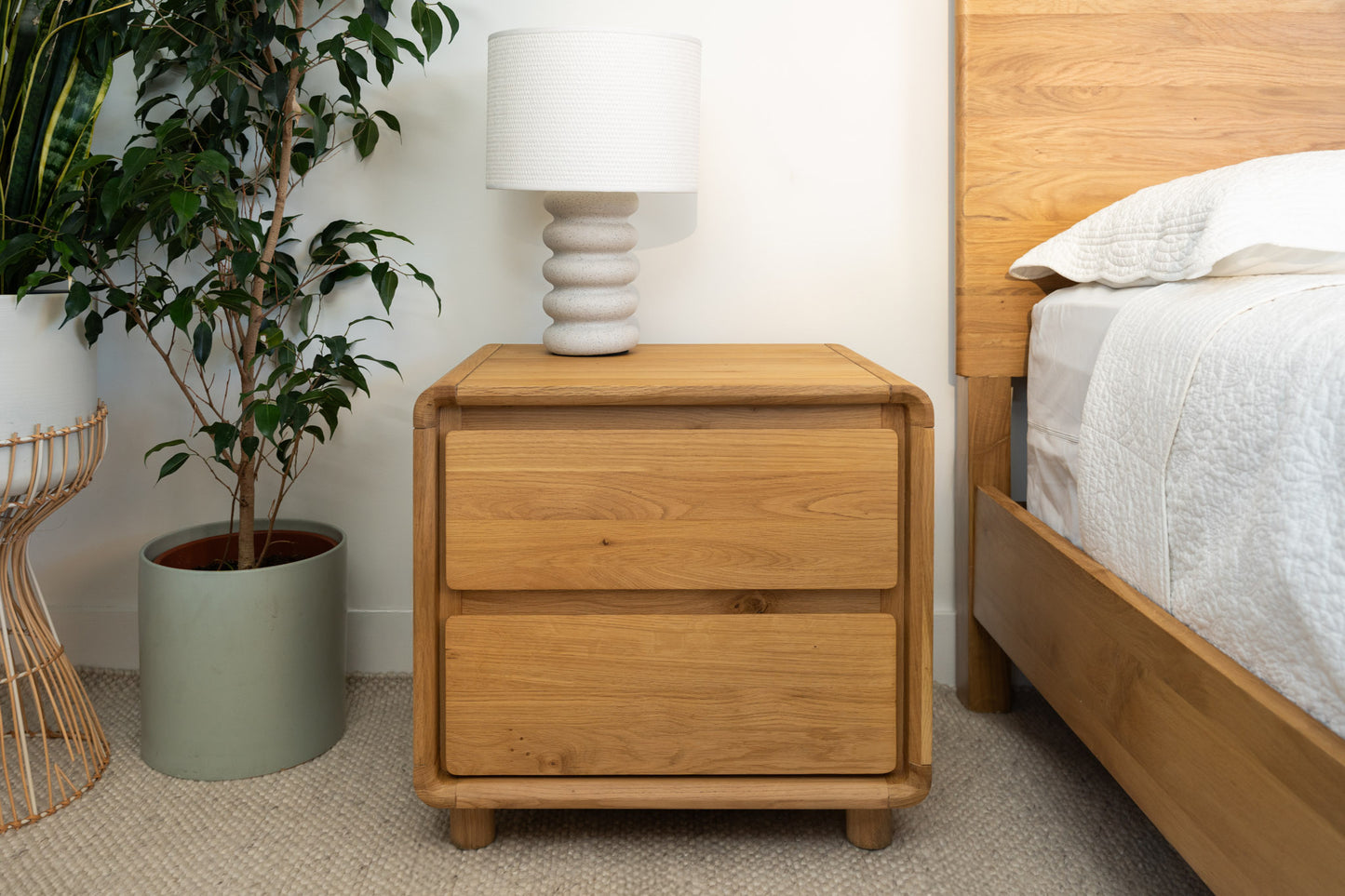 Solara Haven Solid American Oak Bedside Table