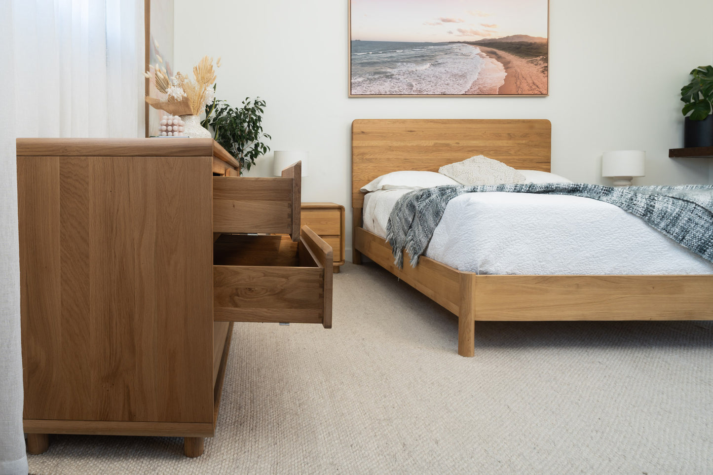Ex Demo Queen Solara Haven Solid American Oak Bed Frame
