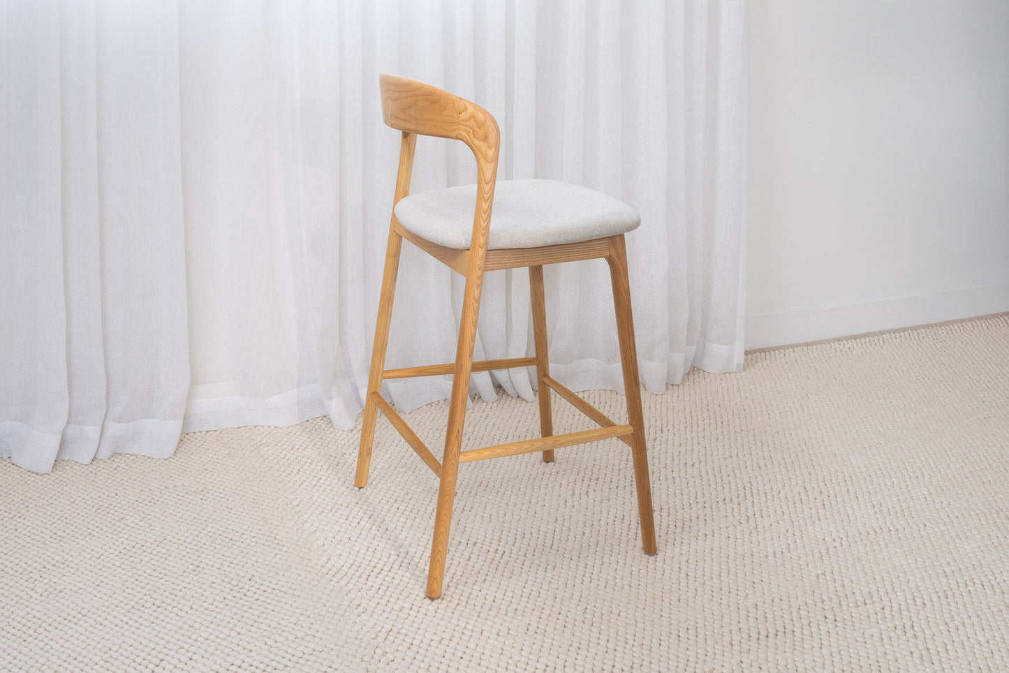 Sophie Solid American Ash Oak Hardwood Barstool