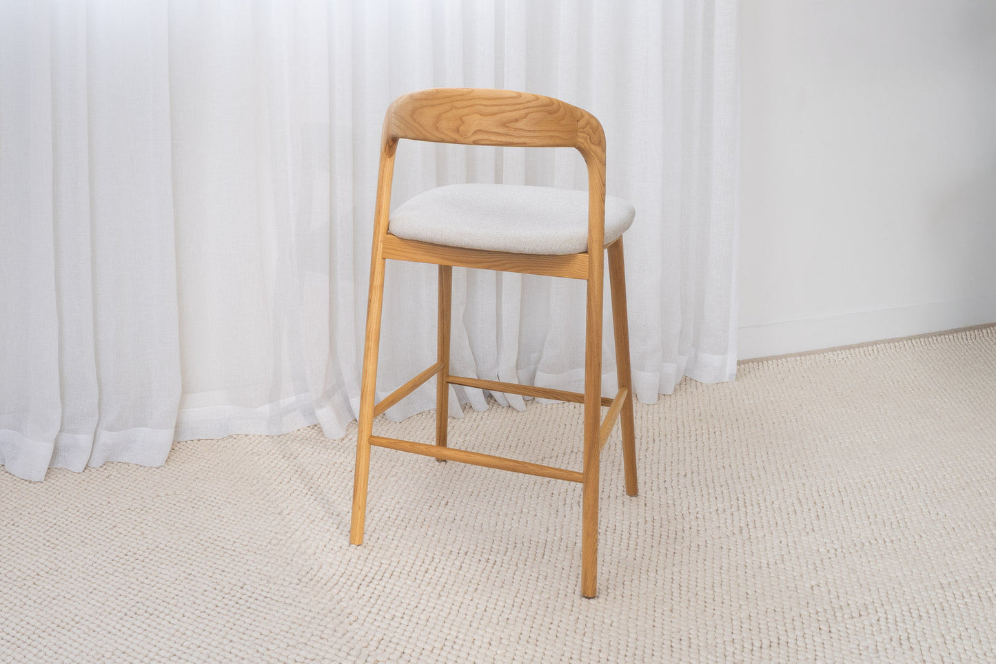 Sophie Solid American Ash Oak Hardwood Barstool