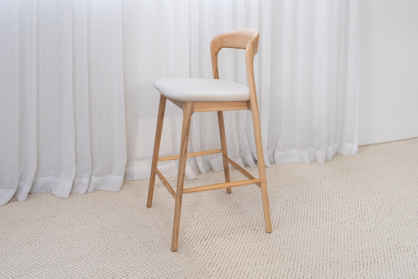 Sophie Solid American Ash Oak Hardwood Barstool