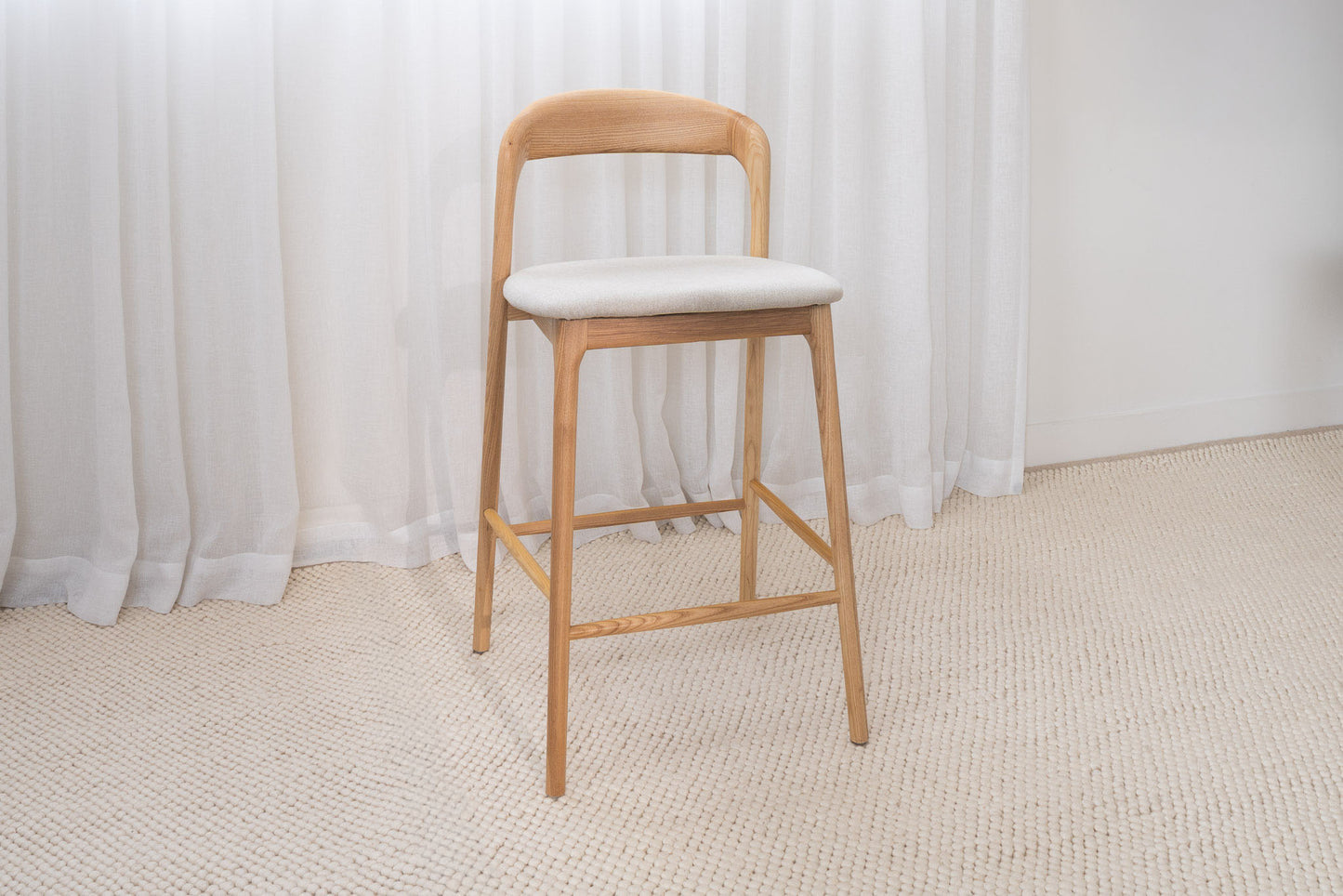 Sophie Solid American Ash Oak Hardwood Barstool
