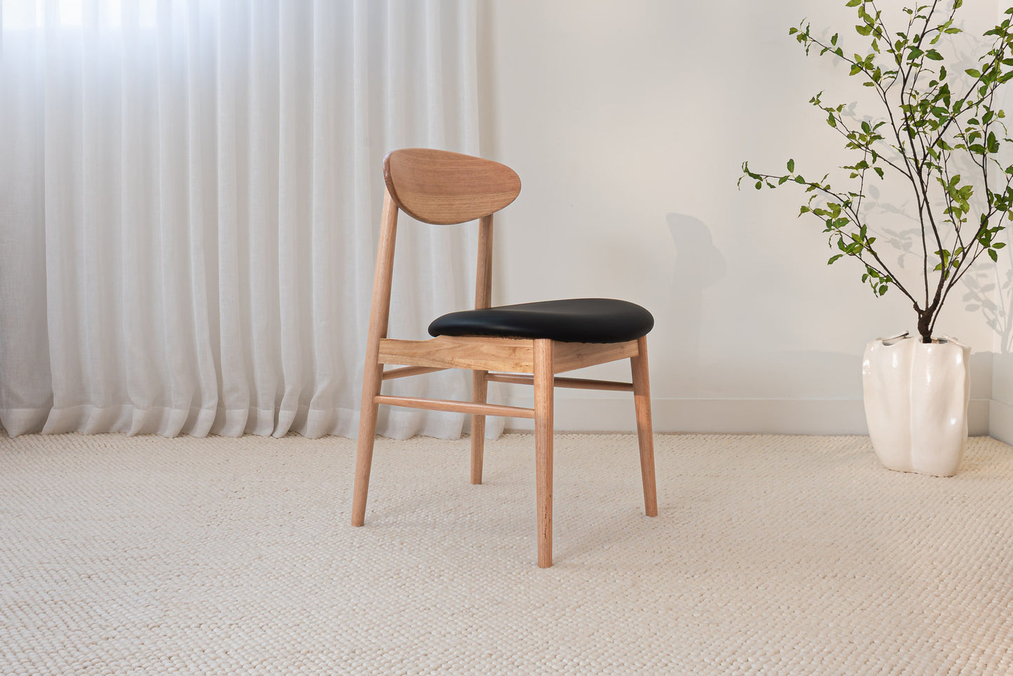 Eluna Tasmanian Oak Black PU Upholstered Dining Chair