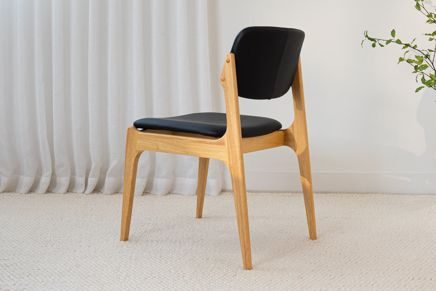 Ex Demo Canyon Upholstered Dining Chair Black Leather Set of 2