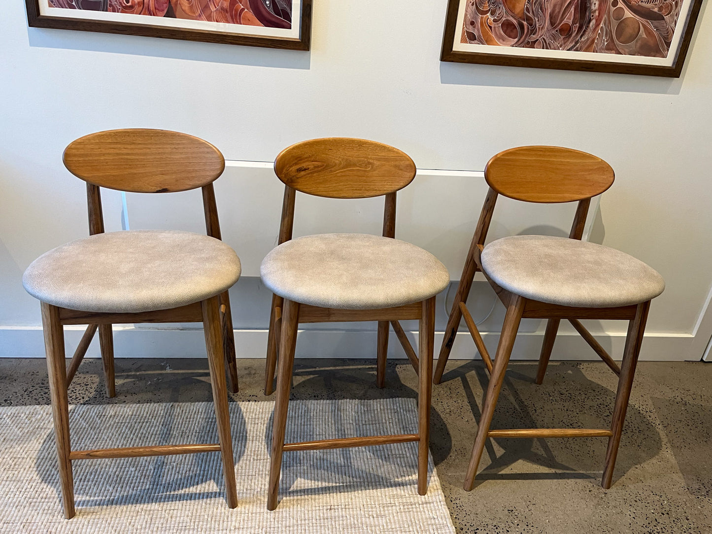 Brand New 3 x Lotus Solid Australian Blackbutt Hardwood Bar Stool