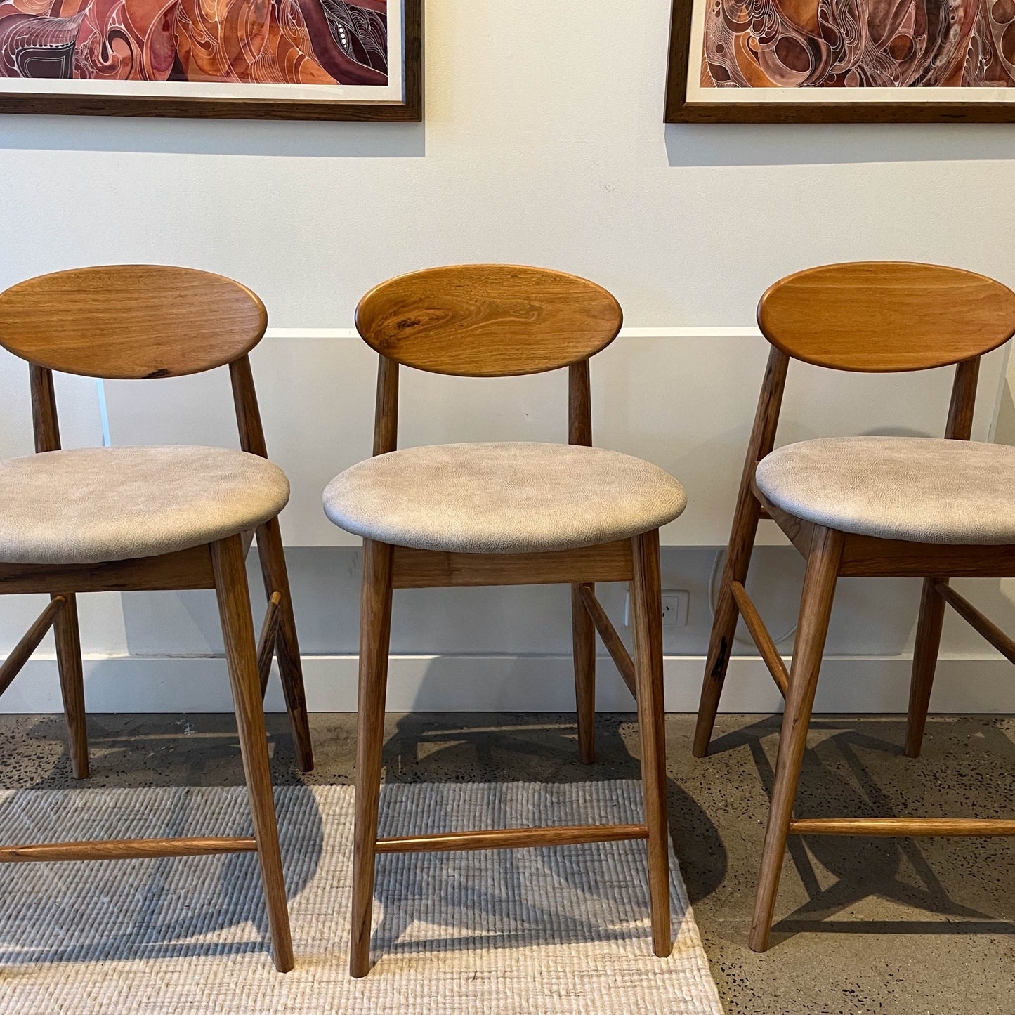 Brand New 3 x Lotus Solid Australian Blackbutt Hardwood Bar Stool