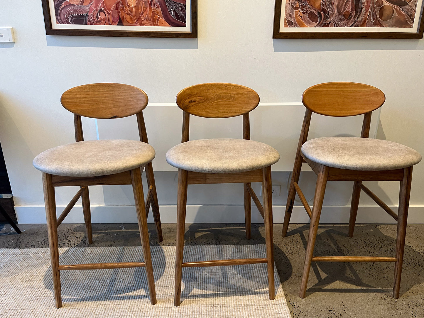 Brand New 3 x Lotus Solid Australian Blackbutt Hardwood Bar Stool