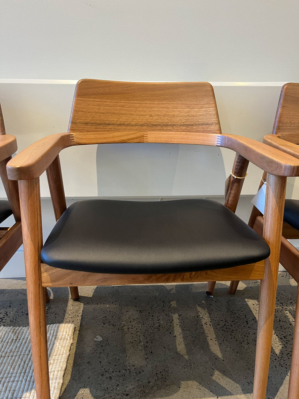 As New 4 x Muri Australian Hardwood Dining Chair - Black PU