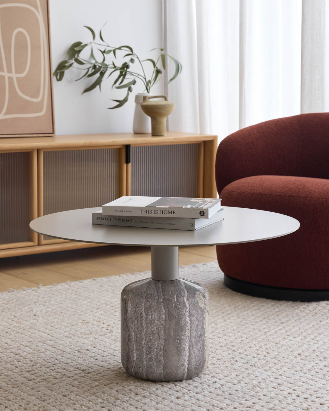 Marcien Silver Travertine Coffee Table