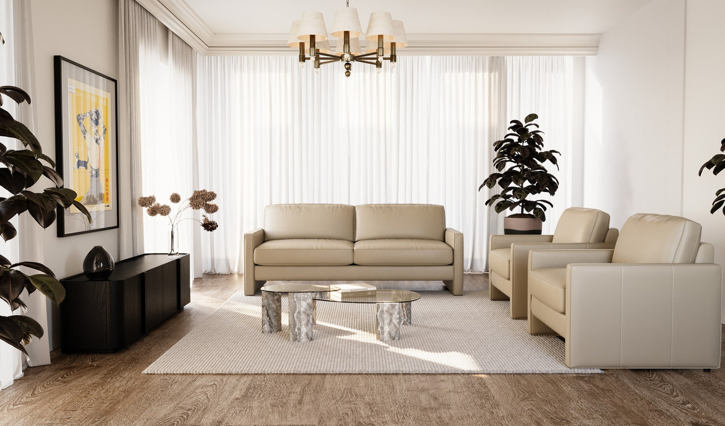 Montel Silver Travertine Nesting Tables