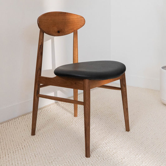 Lotus (Natural) Solid Blackbutt Dining Chair with Black PU Seat