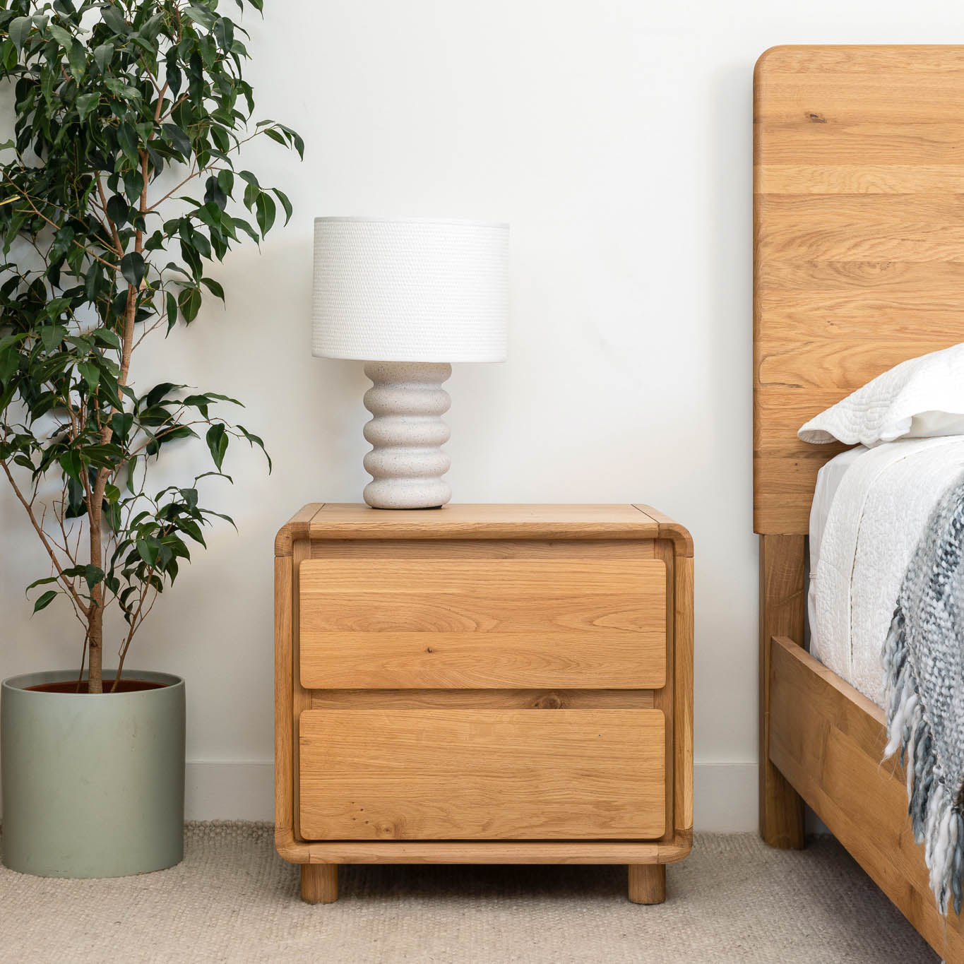 Solara Haven Solid American Oak Bedside Table