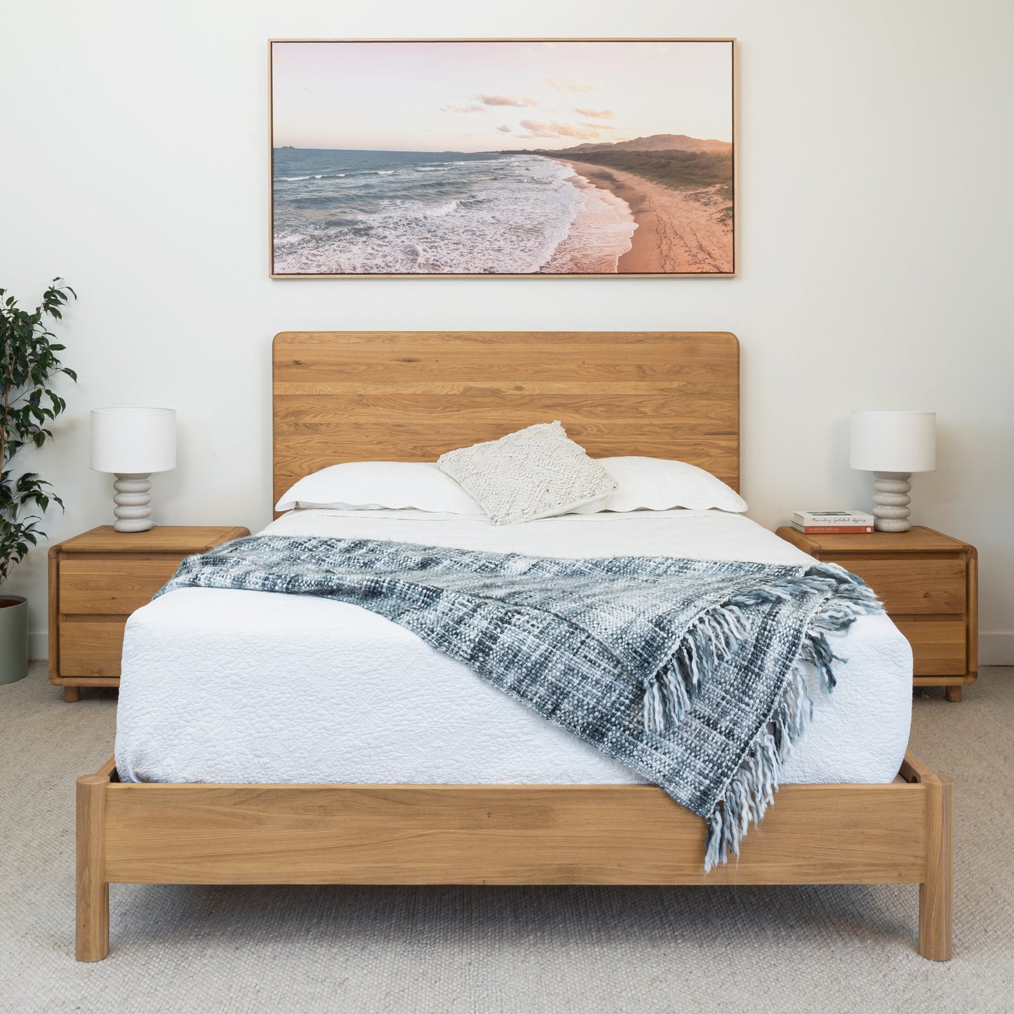 Ex Demo Queen Solara Haven Solid American Oak Bed Frame