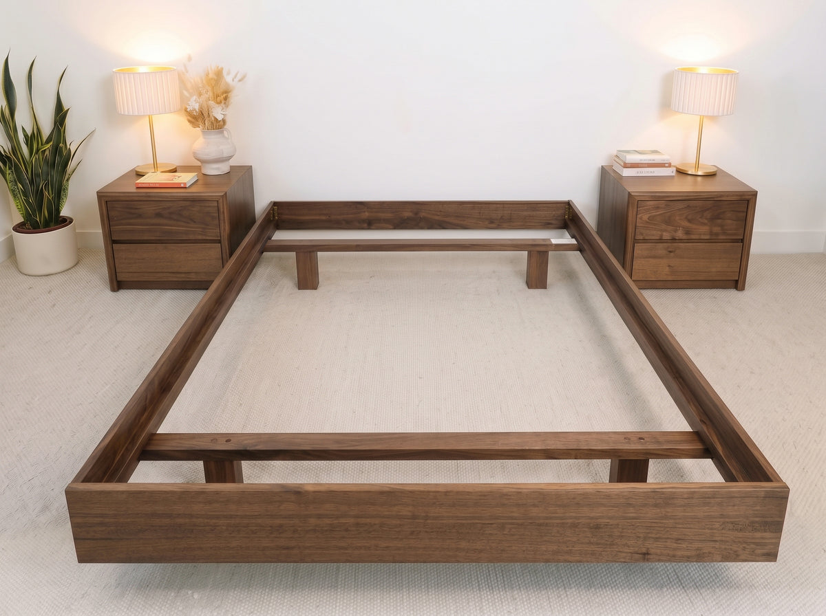 Yakka Base Tasmanian Oak Feature Grade Bed Frame (Smoked Walnut Stain)