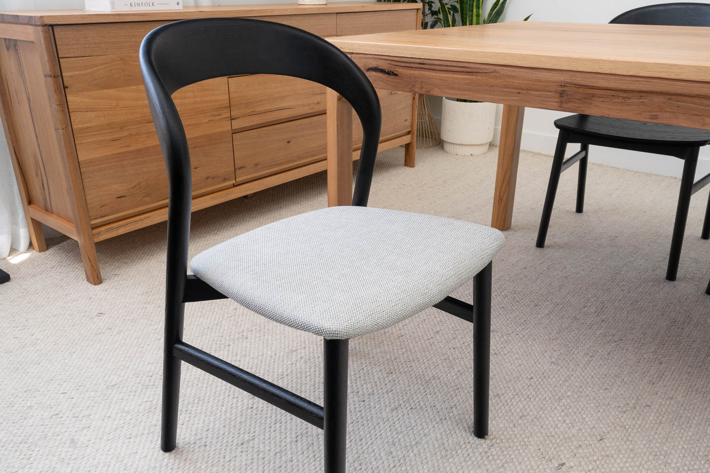 Freya Solid American Oak Upholstered Dining Chair (Black)
