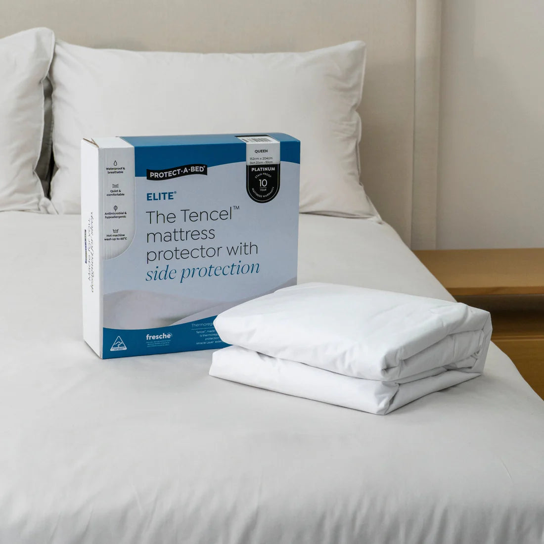 Protect-A-Bed Elite Tencel Jersey Fitted Waterproof Mattress Protector with Side Protection