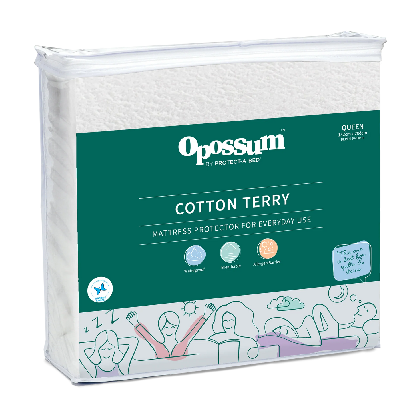 Protect-A-Bed Cotton Terry Fitted Waterproof Mattress Protector
