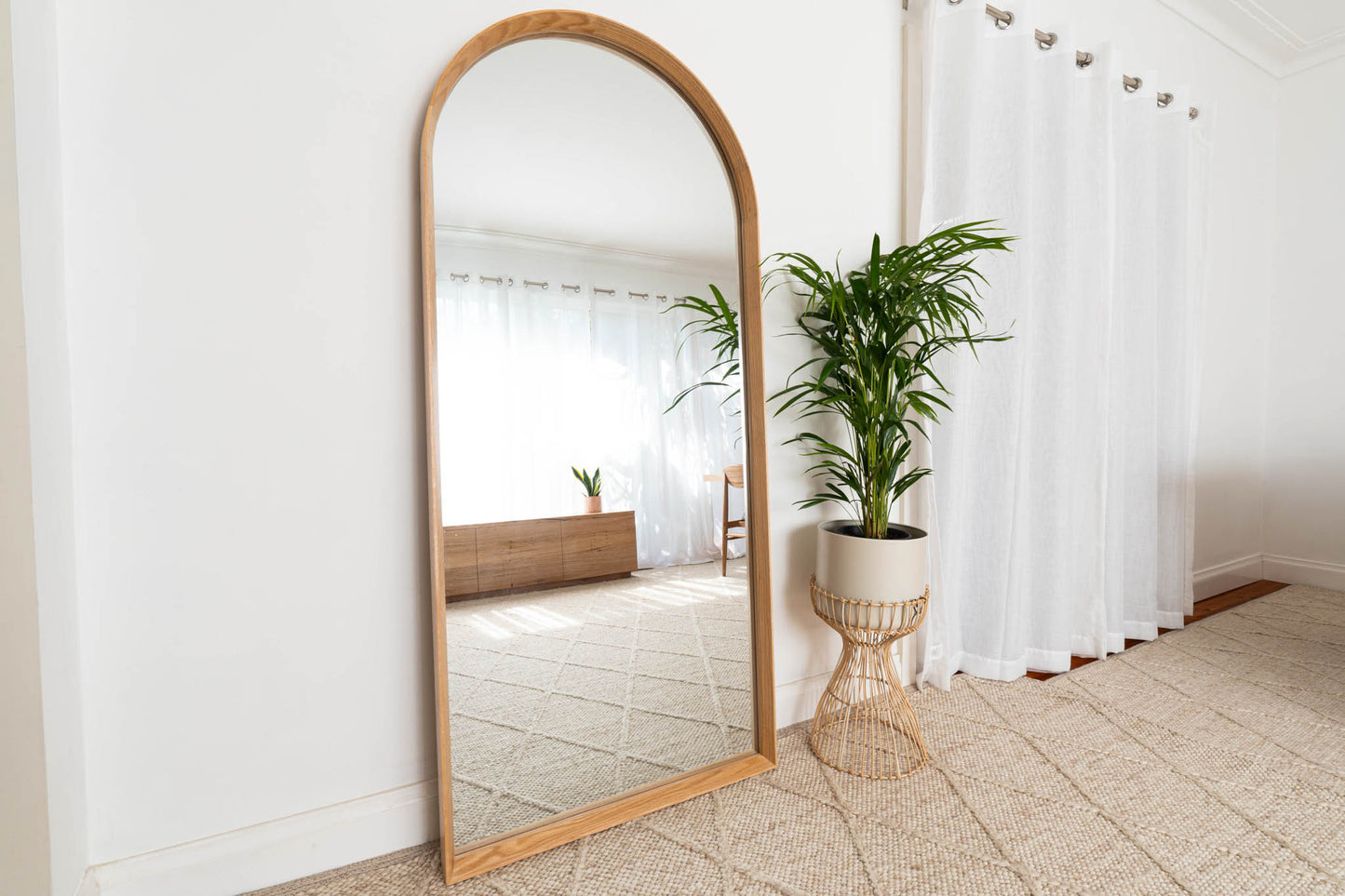 Ingrid American Oak Full Length Arch Mirror