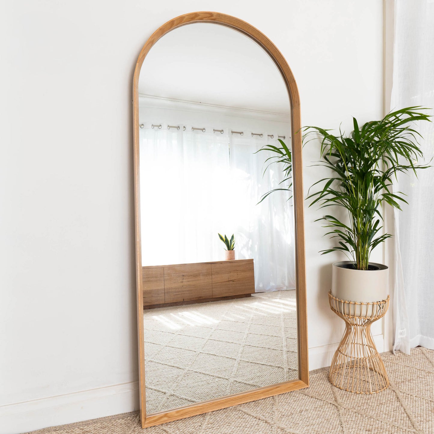 Ingrid American Oak Full Length Arch Mirror