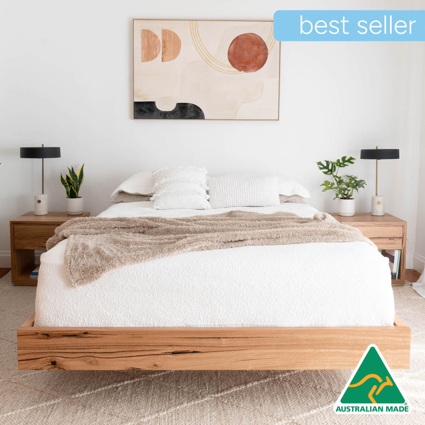 Aurora Floating Bed Frame Fully Solid Australian Hardwood- Made in Melbourne