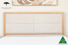 Yakka Oak and Fabric Headboard Floating Bed Frame Solid Tasmanian Hardwood - Made in Australia