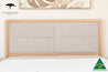 Yakka Oak and Fabric Headboard Floating Bed Frame Solid Tasmanian Hardwood - Made in Australia