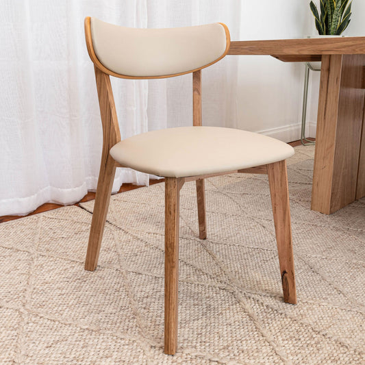 Oslo Taupe PU Australian Hardwood Dining Chair