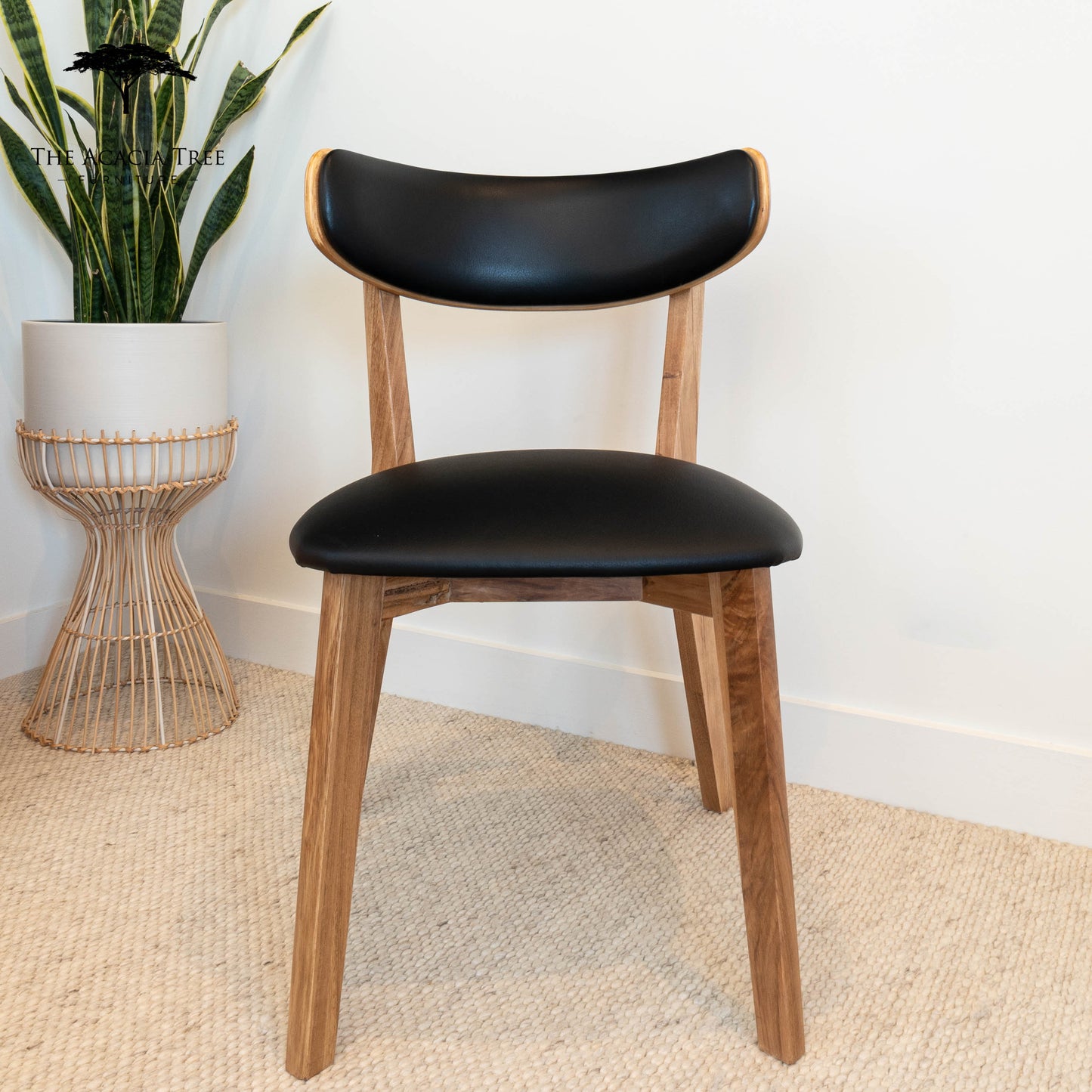 Oslo Black PU Australian Hardwood Dining Chair