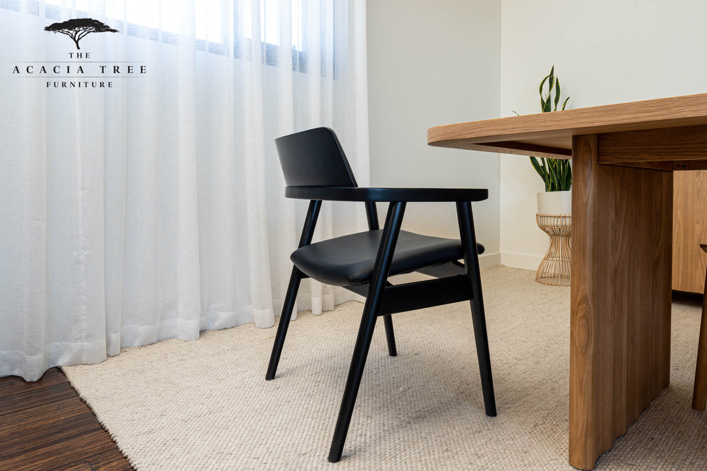 Muri Black Australian Hardwood Dining Chair - Black PU