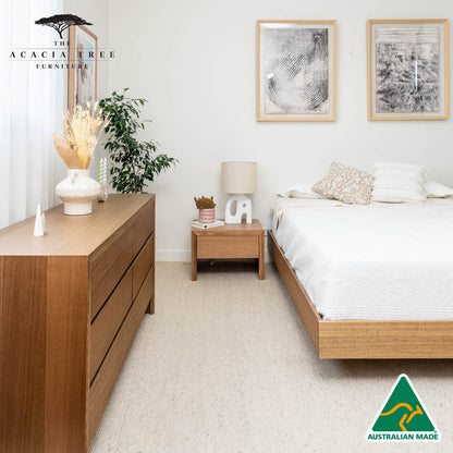 Ex Demo 1 x Zion 1 Drawer Bedside Table (Natural Stain) - Available in GC Showroom