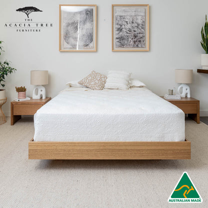 Yakka™️ Floating Bed Frame Solid Tasmanian Oak (Maple Stain) - Made in Australia