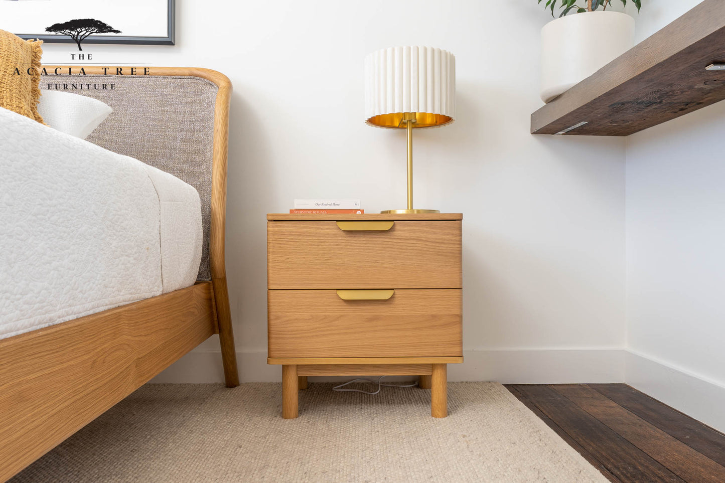 Neo American Oak Bedside Table