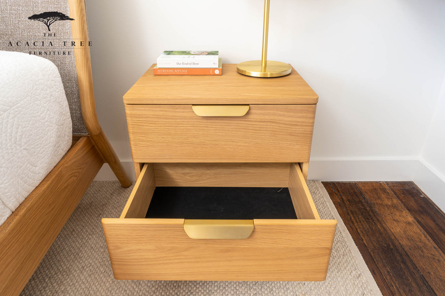 Neo American Oak Bedside Table